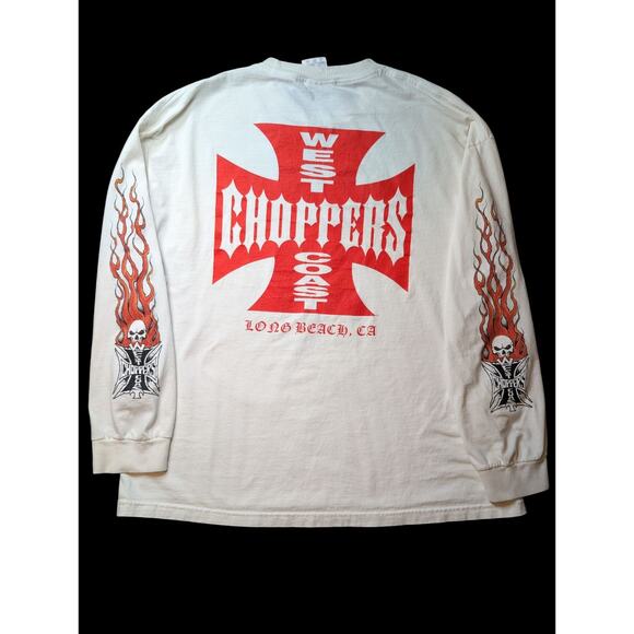 VTG West Coast Chopper CFL Series Skull Fire Flame Long Sleeve TShirt XXL Harley - Picture 2 of 9